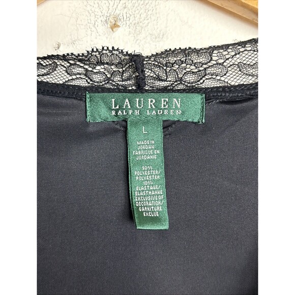 Lauren Ralph Lauren Velvet Lace Faux Wrap Top Womens Large Black Whimsygoth - Picture 3 of 8